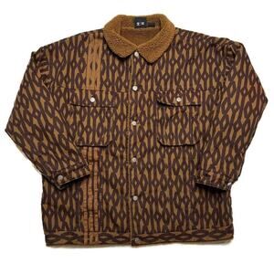 Adidas x Ivy Park Monogram Denim Coat Sherpa Lined Brown NWOT Streetwear Winter